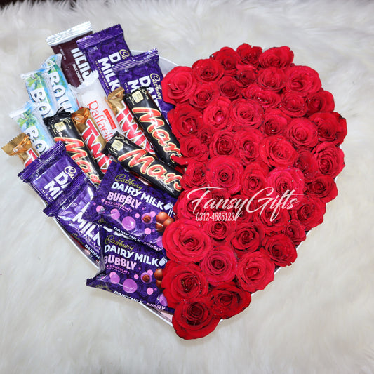 Heart Full of Mix Premium Chocolates & Flowers