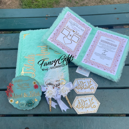 Luxury Fluffy Nikkah Booklet Set with Customizable Options