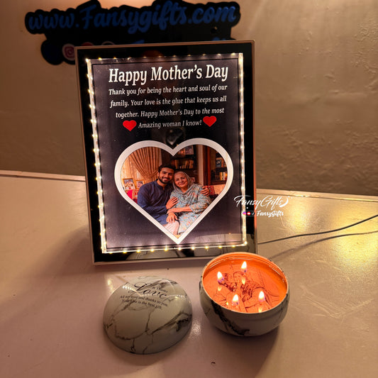 Led Frame & Candle Gift Set – Personalized Mother's Day Gift