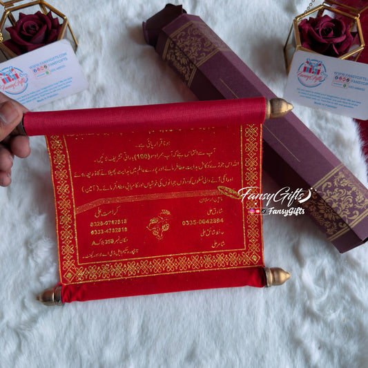 Lal Khat – Velvet Wedding Scroll | Date Fixing Invitation