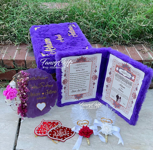 Luxury Fluffy Nikkah Set Deal with Thumb Board - Complete Package
