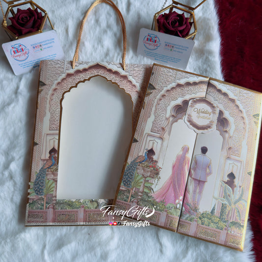 Fansy Wedding Card Set with Transparent Envelope | Bride & Groom Design Outside