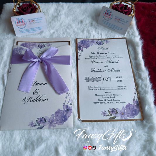 Ribbon Bow Envelope with Left-Right Cut & Floral Design | Fansygifts Wedding cards