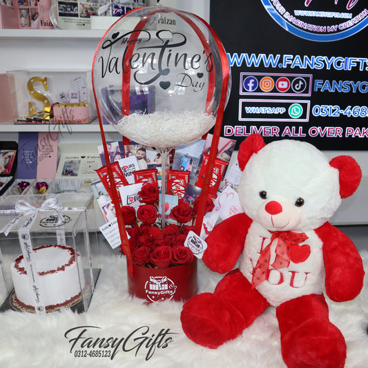 Valentine Surprise Deal - Ultimate Gift Package with Cake, Bouquet & Teddy