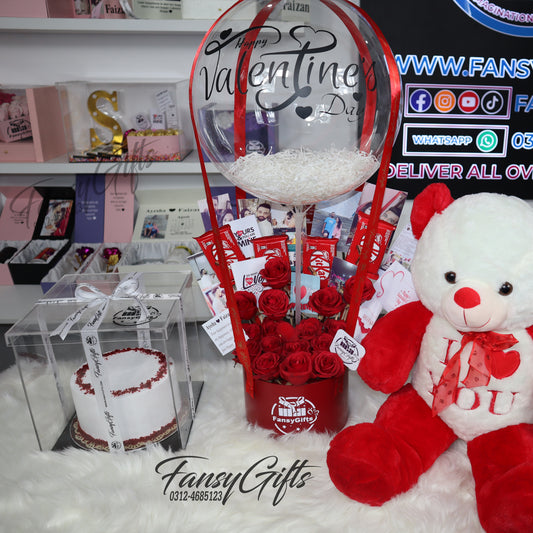Valentine Surprise Deal - Ultimate Gift Package with Cake, Bouquet & Teddy