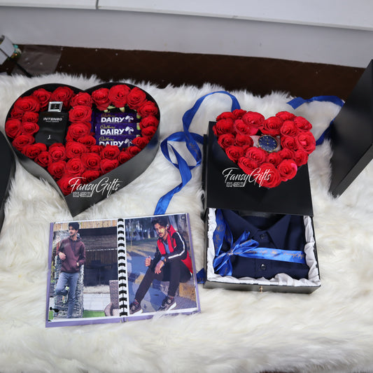 Transparent Heart Drawer Box with Flowers, Chocolates, Perfume & More