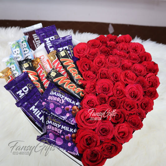 Heart Full of Mix Premium Chocolates & Flowers