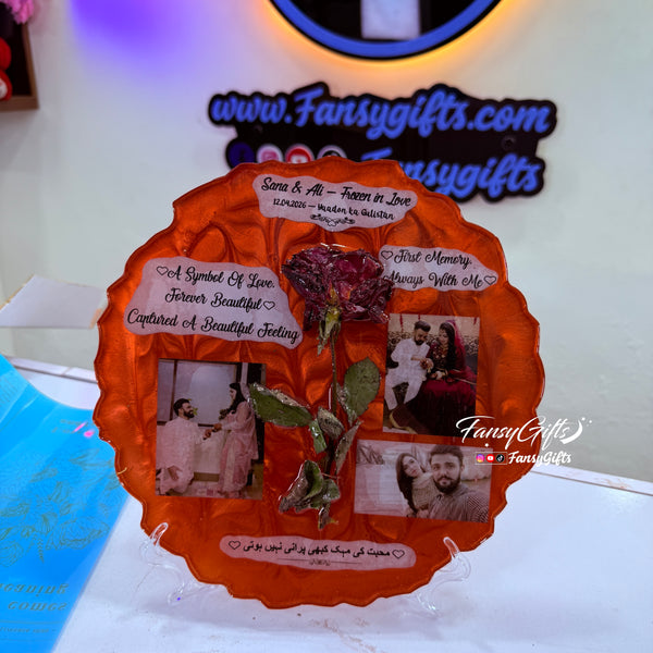 Rose Preserved in Resin Tray