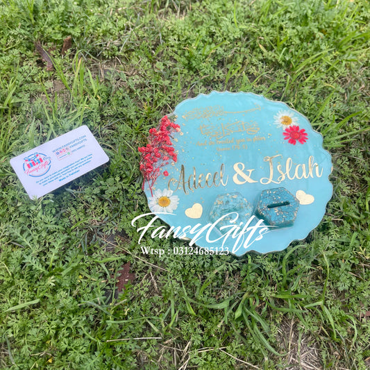 Luxury Resin Ring Tray with 2 Ring Holders