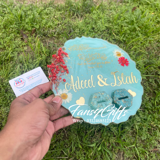 Luxury Resin Ring Tray with 2 Ring Holders