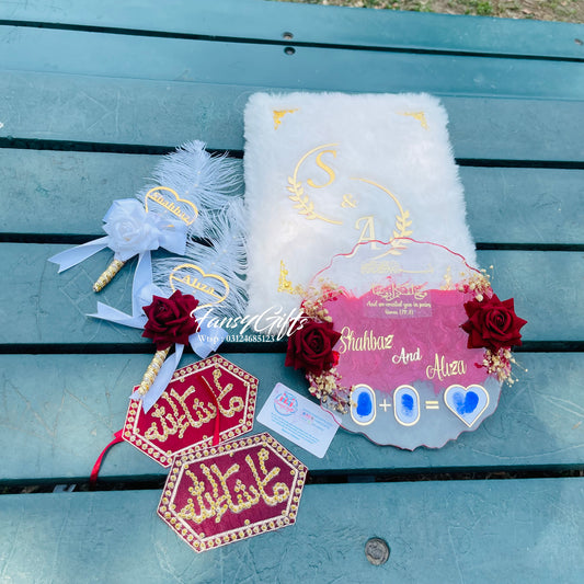 Luxury Fluffy Nikah Booklet with Resin Tray