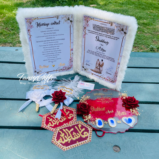 Luxury Fluffy Nikah Booklet with Resin Tray
