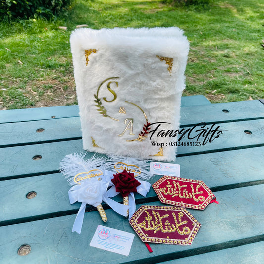 Fluffy Nikah Booklet with 2 Pens & Imam Zamin