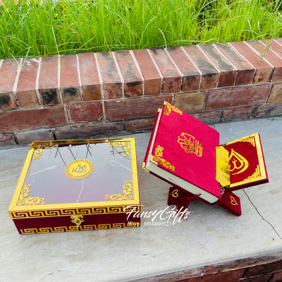Velvet Quran Pak Set with Rahel, Box & Tasbih