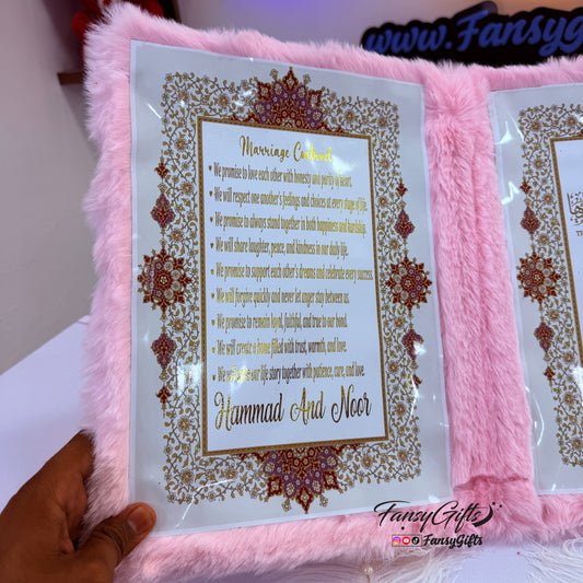 Luxury Fluffy Nikkah Booklet — 2 Custom Pens, Haq Mehr Envelope & 2 MashaAllah Imamzamin