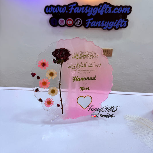 Rose Preserved Resin Thumb Board Tray — Nikkah & Wedding Set