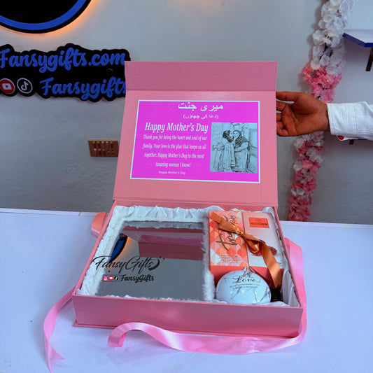 Customize Love Box – Premium Mother's Day Gift Set with Fluffy LED Frame, Candle & Chocolates