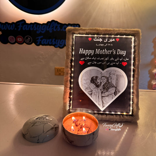 Fluffy Frame & Candle Gift Set – Personalized Mother's Day Gift