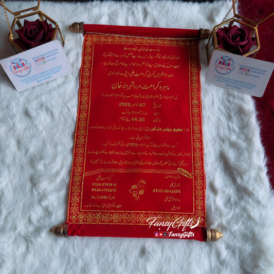 Lal Khat – Velvet Wedding Scroll | Date Fixing Invitation