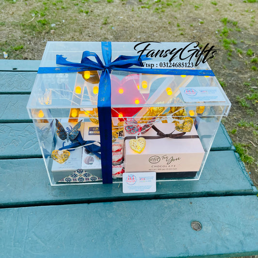 Acrylic Box with LED Couple Letter & Heart - Surprise Gift