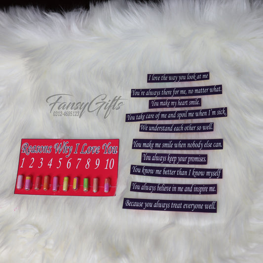 Chocolate Heart with Metal Flower, Cards & 10 Reasons Why I Love You Capsule