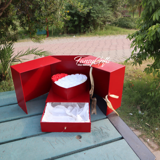 Empty Heart Drawer Box with PE Fomic Roses
