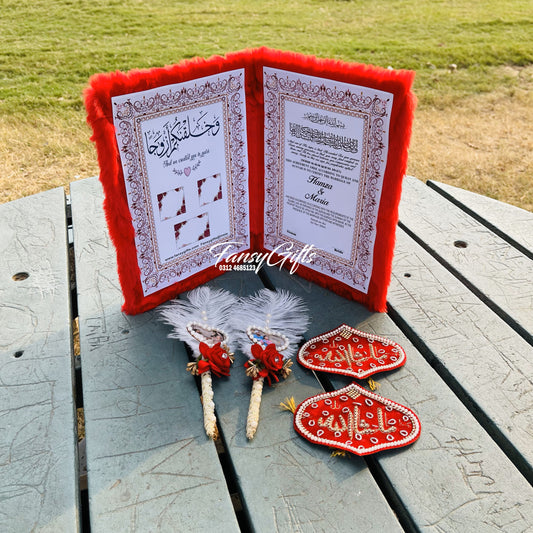 Fluffy Nikah Booklet with 2 Pens & Imam Zamin - One Side Thumb