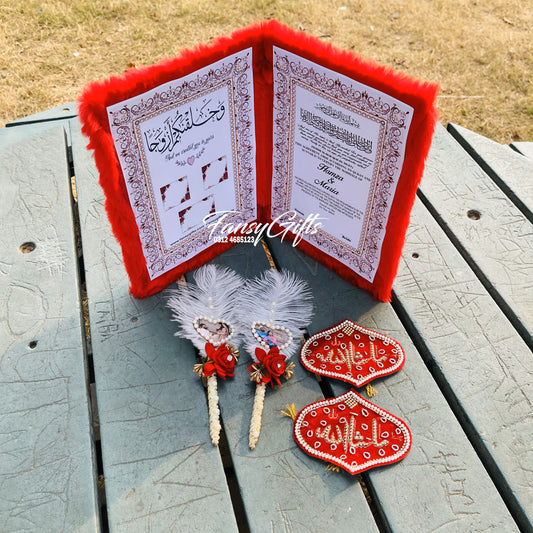 Fluffy Nikah Booklet with 2 Pens & Imam Zamin - One Side Thumb
