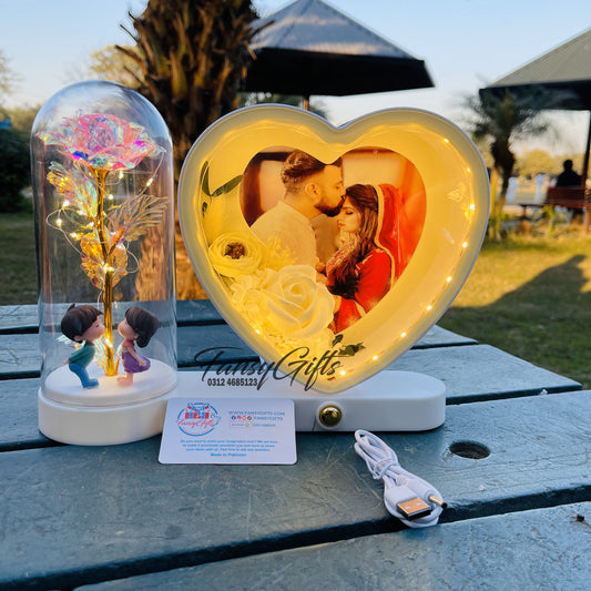 Customize Haert Lamp Frame  with Metal Flower Jar