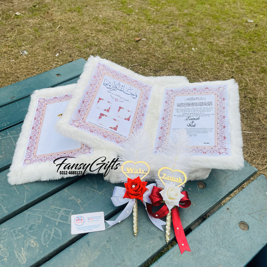 Customizable Luxury Fluffy Nikah Booklet with Box & Pen