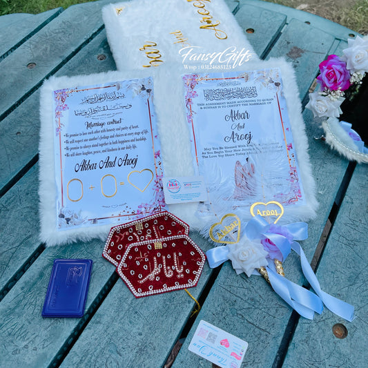 Luxury Fluffy Nikkah Set with Mirror - Complete Package
