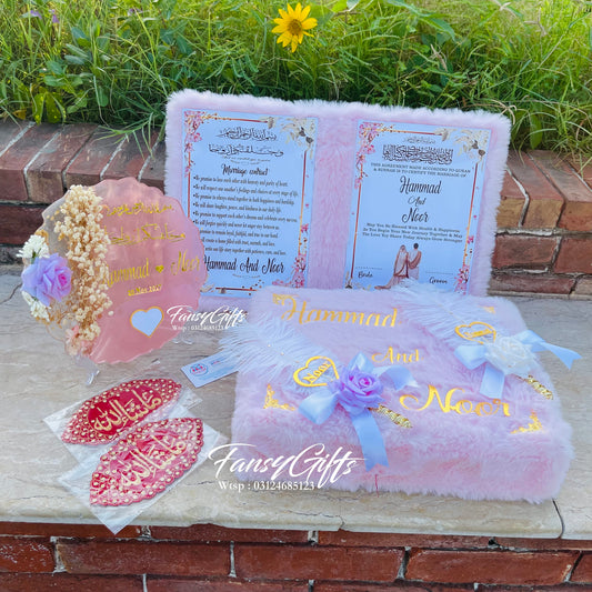 Luxury Fluffy Nikkah Set Deal with Thumb Board - Complete Package