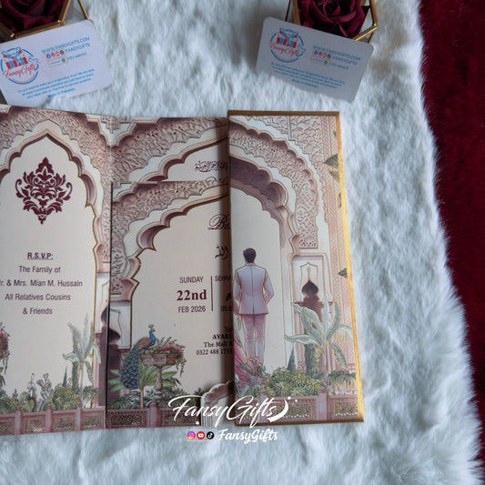 Fansy Wedding Card Set with Transparent Envelope | Bride & Groom Design Outside