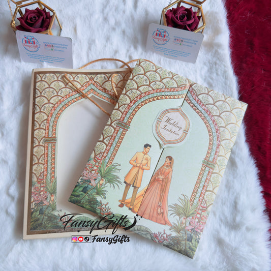 Fansy Wedding Card Set with Transparent Envelope | Bride & Groom Design