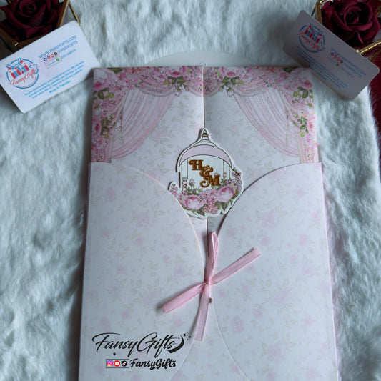 Fansy Wedding Card – Mehndi, Barat & Walima Invitation with Circle Door Envelope