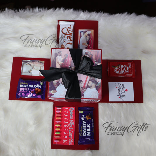Surprise Magic Picture Cube Box with 25+ Pictures, Chocolates & Love Capsule