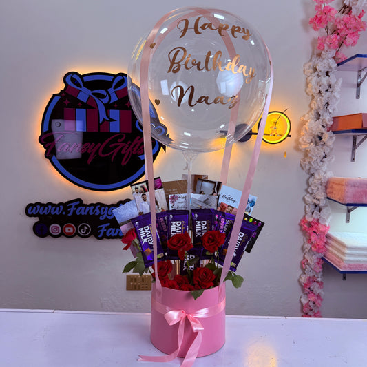 Customize Flower & Chocolate Balloon Bouquet ( Only Lahore )