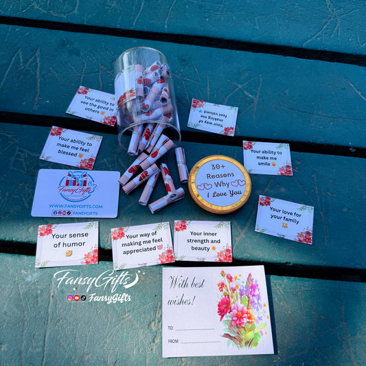 Valentine Deal - Teddy Bear, Metal Flower & 30+ Reasons Love Jar