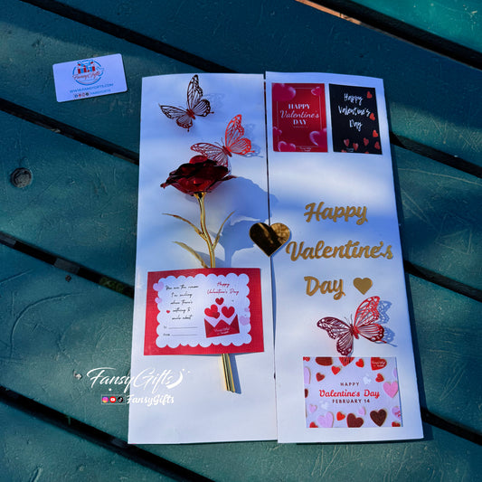 Surprise Foldable Book - Metal Flower, Valentine Cards & Chocolates